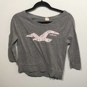 Hollister White Lace Grey Shirt Women's Casual XS